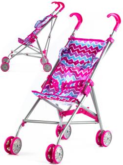 Детская игрушечная прогулочная коляска-трость для кукол Melobo 9302S металлическая / Фиолетовый