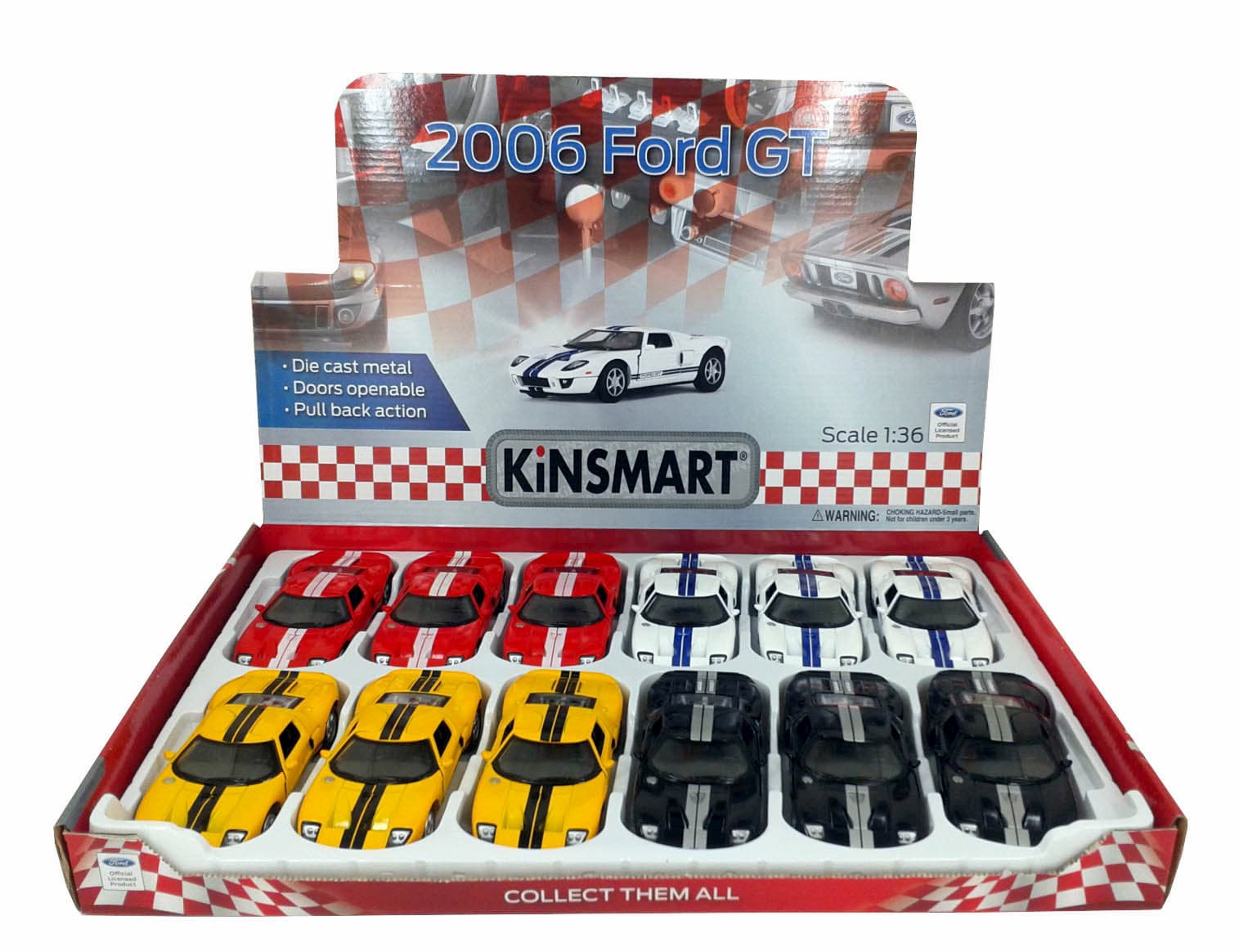 Металлическая машинка Kinsmart 1:36 «2006 Ford GT» KT5092D, инерционная / Белый