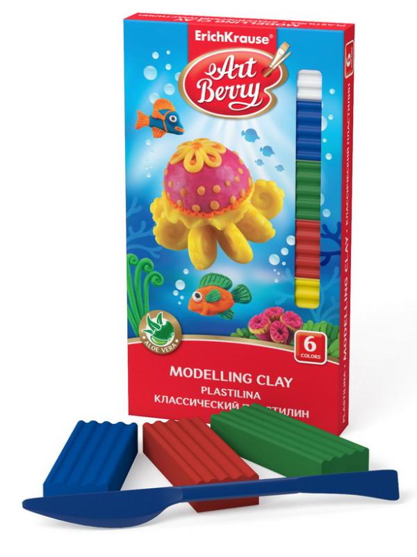 Пластилин ArtBerry с Алоэ Вера, 6 цветов/108г, со стеком