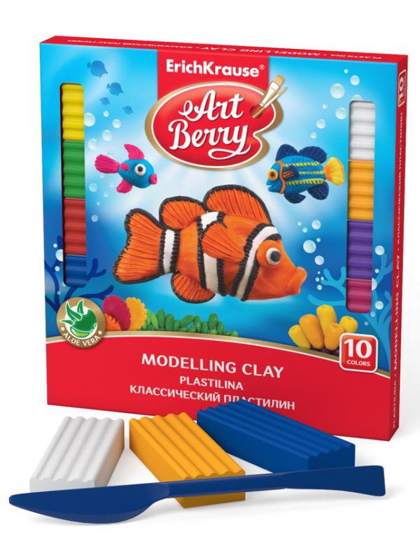 Пластилин ArtBerry с Алоэ Вера, 10 цветов/180г, со стеком