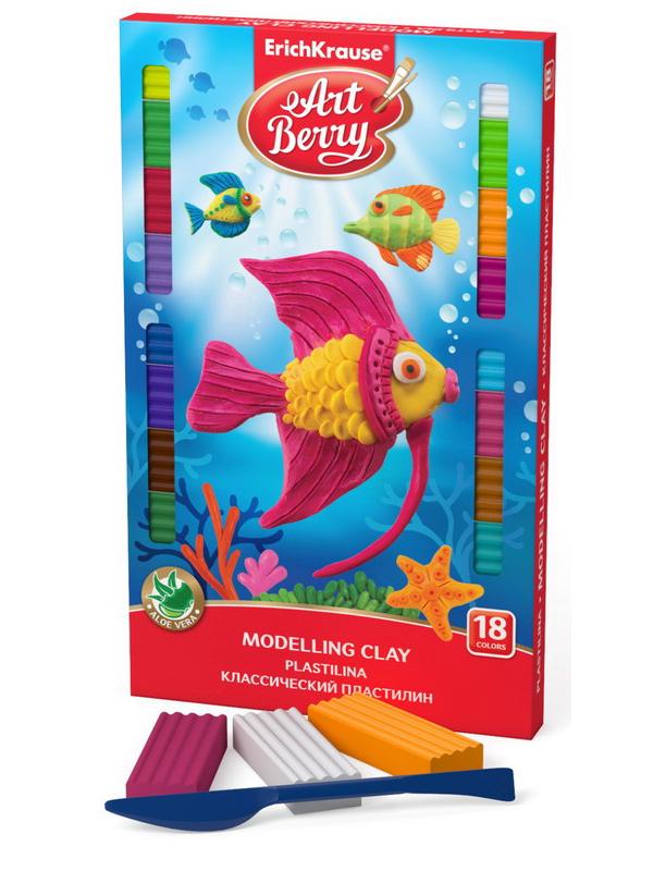 Пластилин ArtBerry с Алоэ Вера, 18 цветов/324г, со стеком