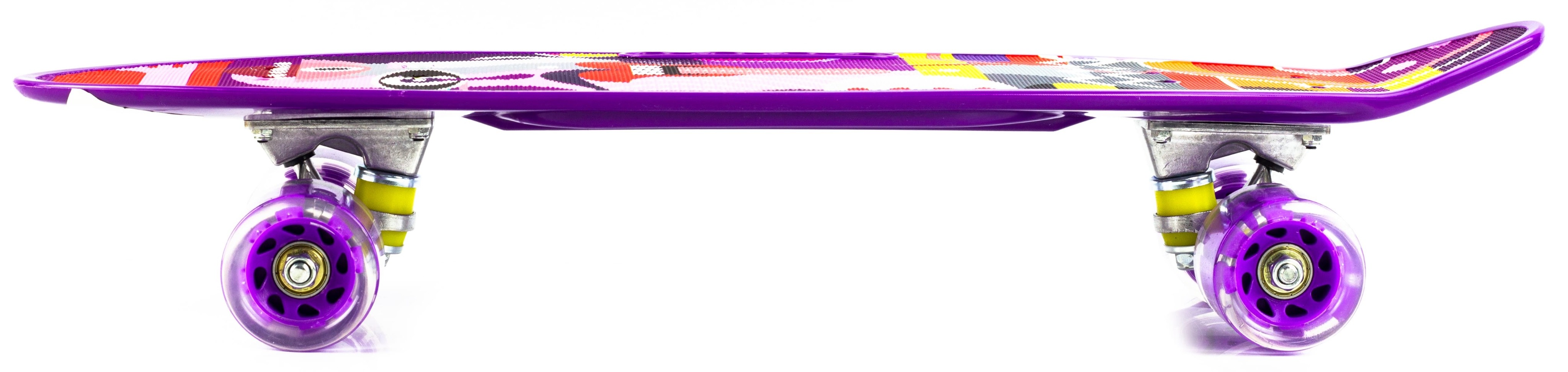 Пенни борд со светящимися колесами и ручкой для переноски, 55 см. Т00165 / Фиолетовый