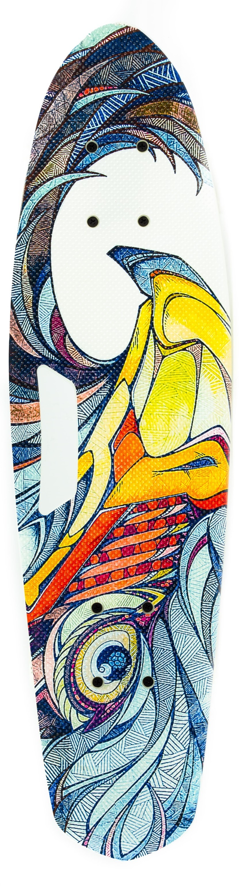 Пенни-Борд со светящимися колесами и ручкой для переноски, 65 см. 00480 / Бело-голубой