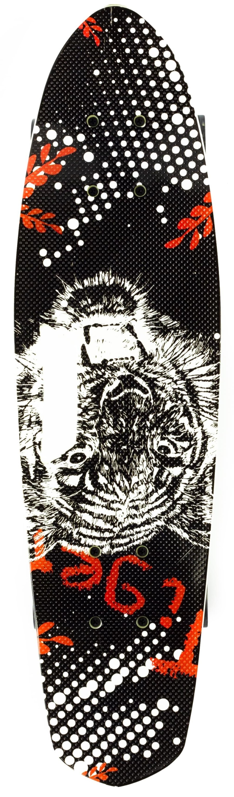 Пенни-Борд со светящимися колесами и ручкой для переноски, 65 см. 00480 / Черный Тигр