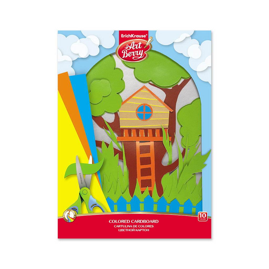 Картон цветной ArtBerry мелованный А4, 10 листов, 10 цветов