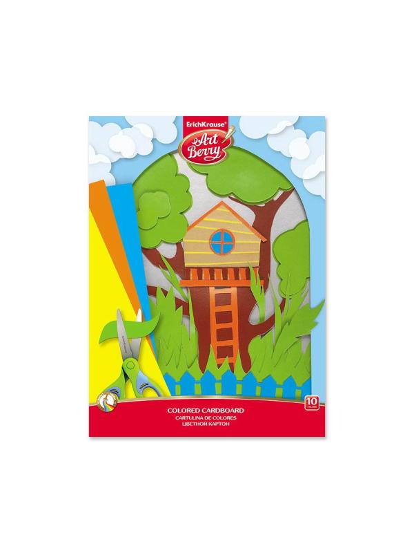 Картон цветной ArtBerry мелованный А4, 10 листов, 10 цветов