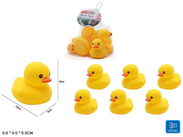 Резиновая игрушка-пищалка для ванны «Уточка и 6 утятат» 10 см. / AY005G