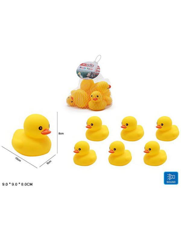 Резиновая игрушка-пищалка для ванны «Уточка и 6 утятат» 10 см. / AY005G