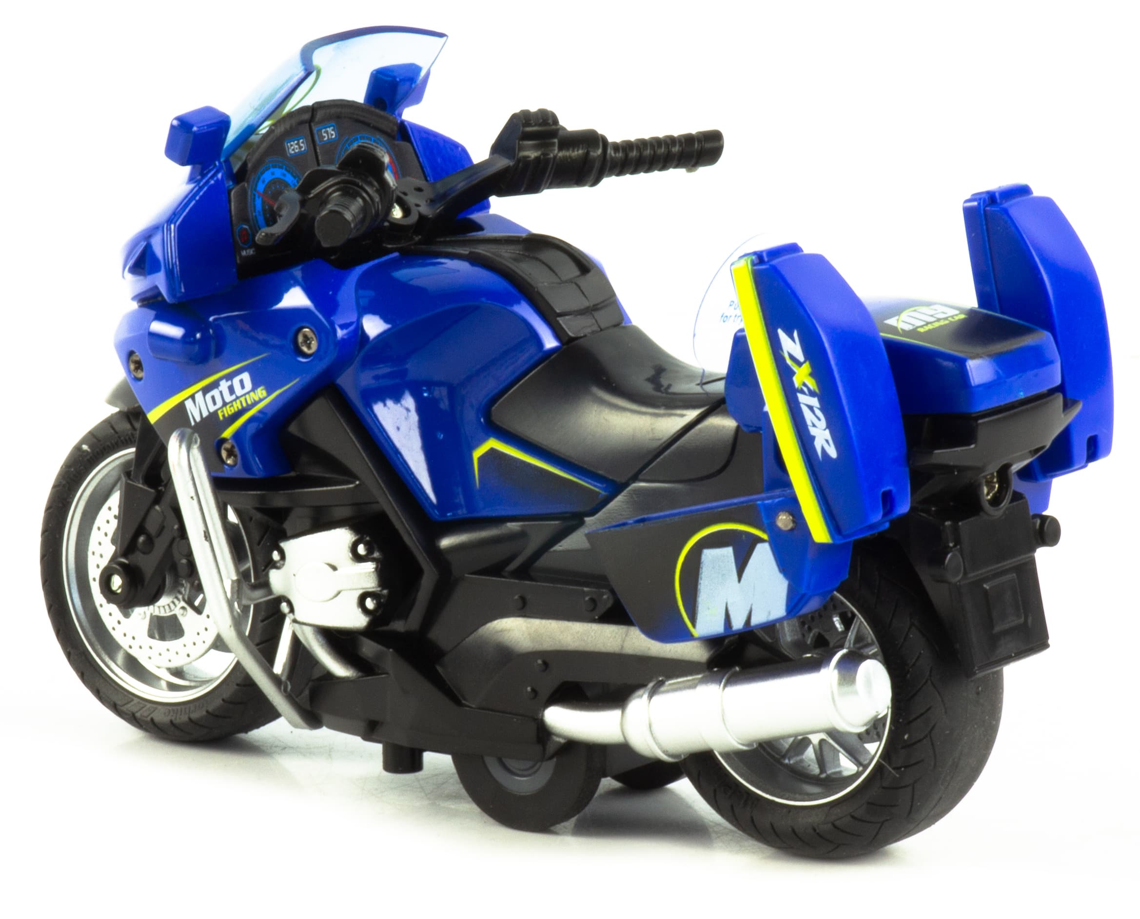 Металлический мотоцикл Classic Moto 1:14 «Kawasaki ZX12R» MY66-M2217 инерционный, свет, звук / Синий