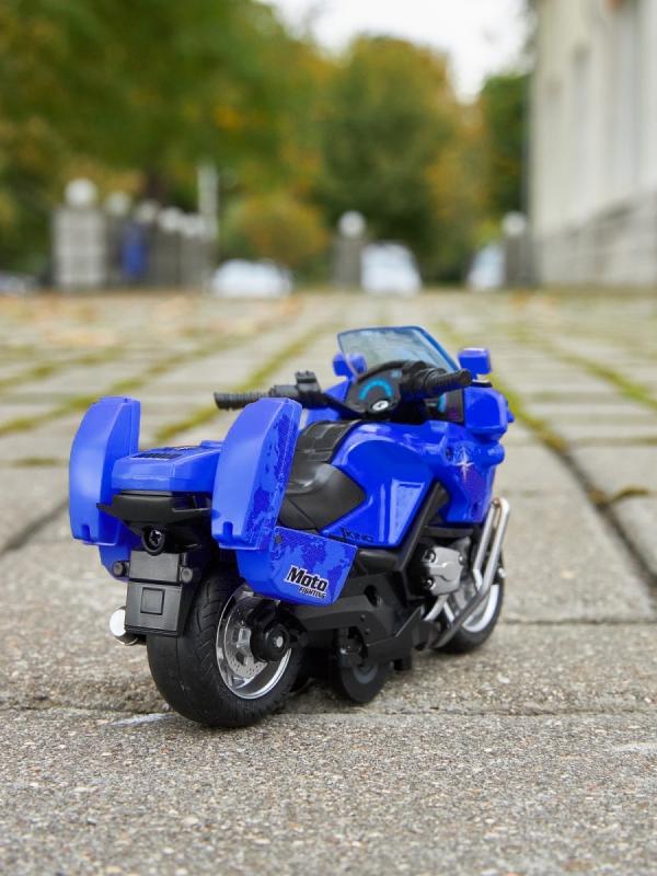 Металлический мотоцикл Classic Moto 1:14 «Kawasaki ZX12R» MY66-M2217 инерционный, свет, звук / Синий