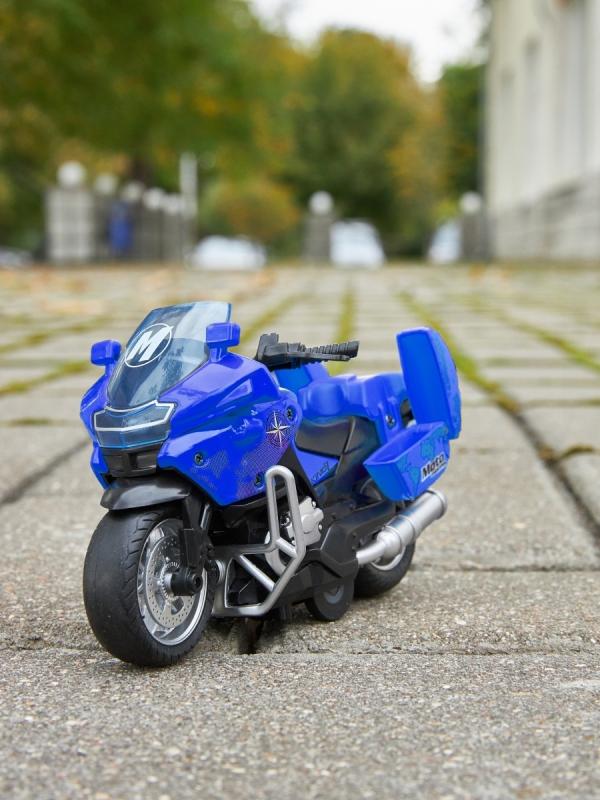 Металлический мотоцикл Classic Moto 1:14 «Kawasaki ZX12R» MY66-M2217 инерционный, свет, звук / Синий