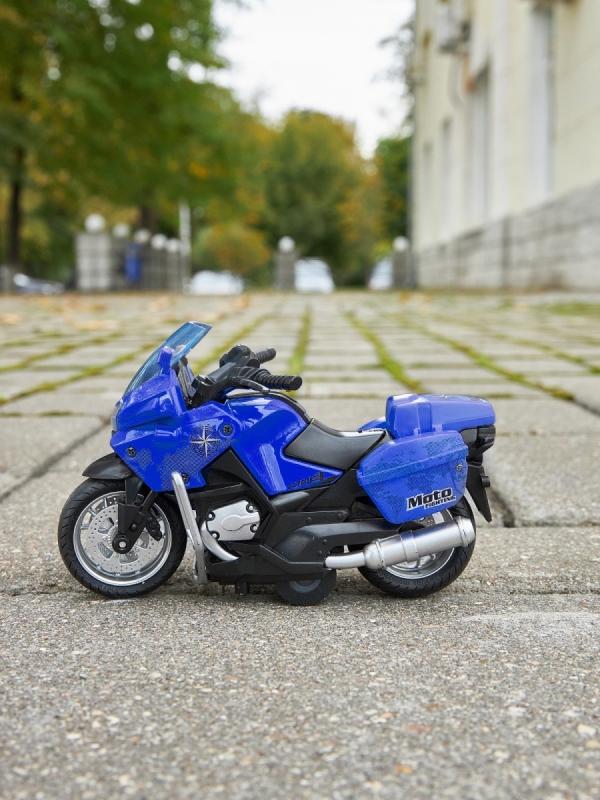 Металлический мотоцикл Classic Moto 1:14 «Kawasaki ZX12R» MY66-M2217 инерционный, свет, звук / Синий