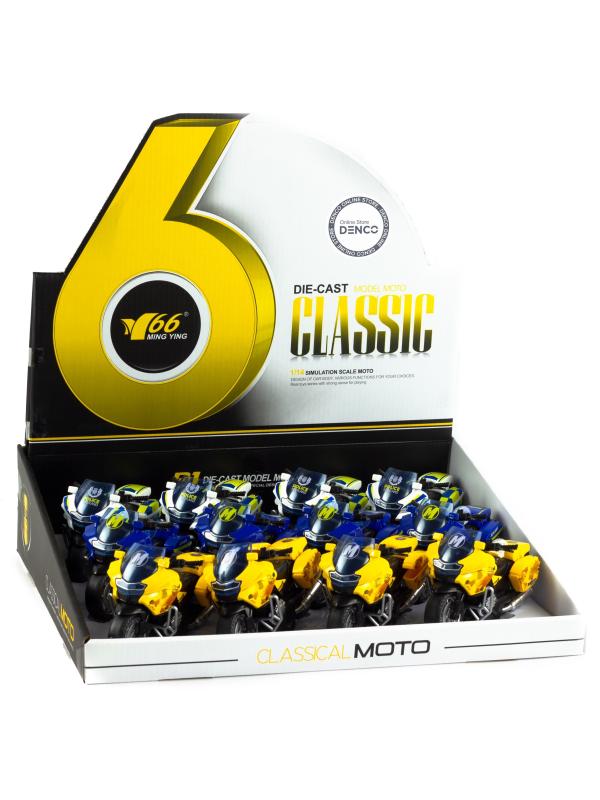 Металлический мотоцикл Classic Moto 1:14 «Kawasaki ZX12R» MY66-M2217 инерционный, свет, звук / Синий