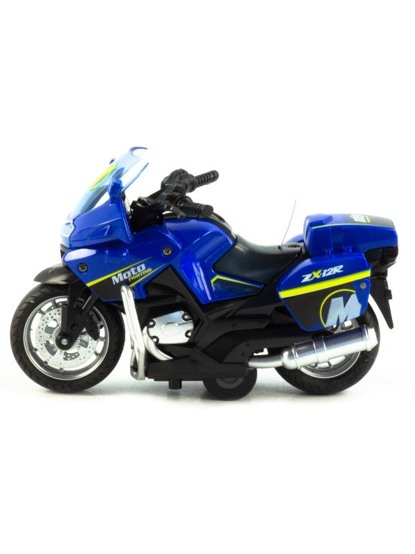 Металлический мотоцикл Classic Moto 1:14 «Kawasaki ZX12R» MY66-M2217 инерционный, свет, звук / Синий