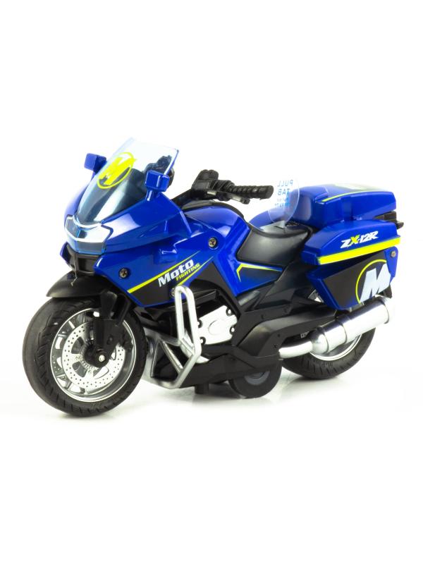 Металлический мотоцикл Classic Moto 1:14 «Kawasaki ZX12R» MY66-M2217 инерционный, свет, звук / Синий