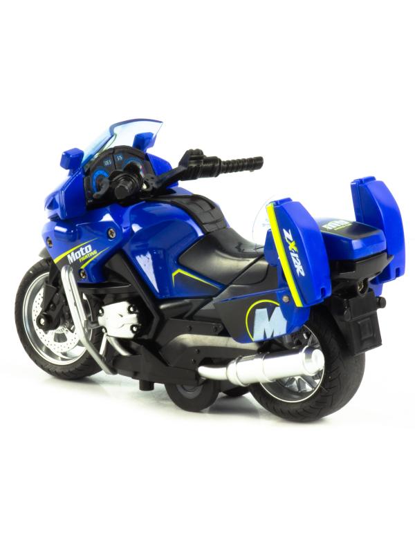 Металлический мотоцикл Classic Moto 1:14 «Kawasaki ZX12R» MY66-M2217 инерционный, свет, звук / Синий
