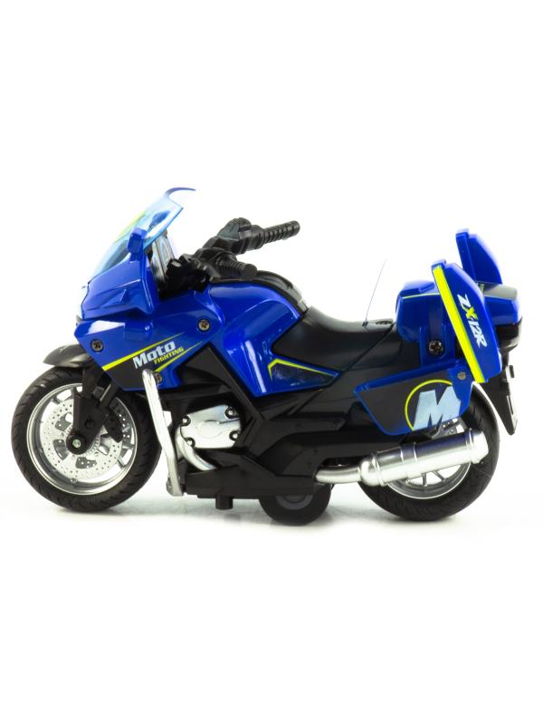 Металлический мотоцикл Classic Moto 1:14 «Kawasaki ZX12R» MY66-M2217 инерционный, свет, звук / Синий