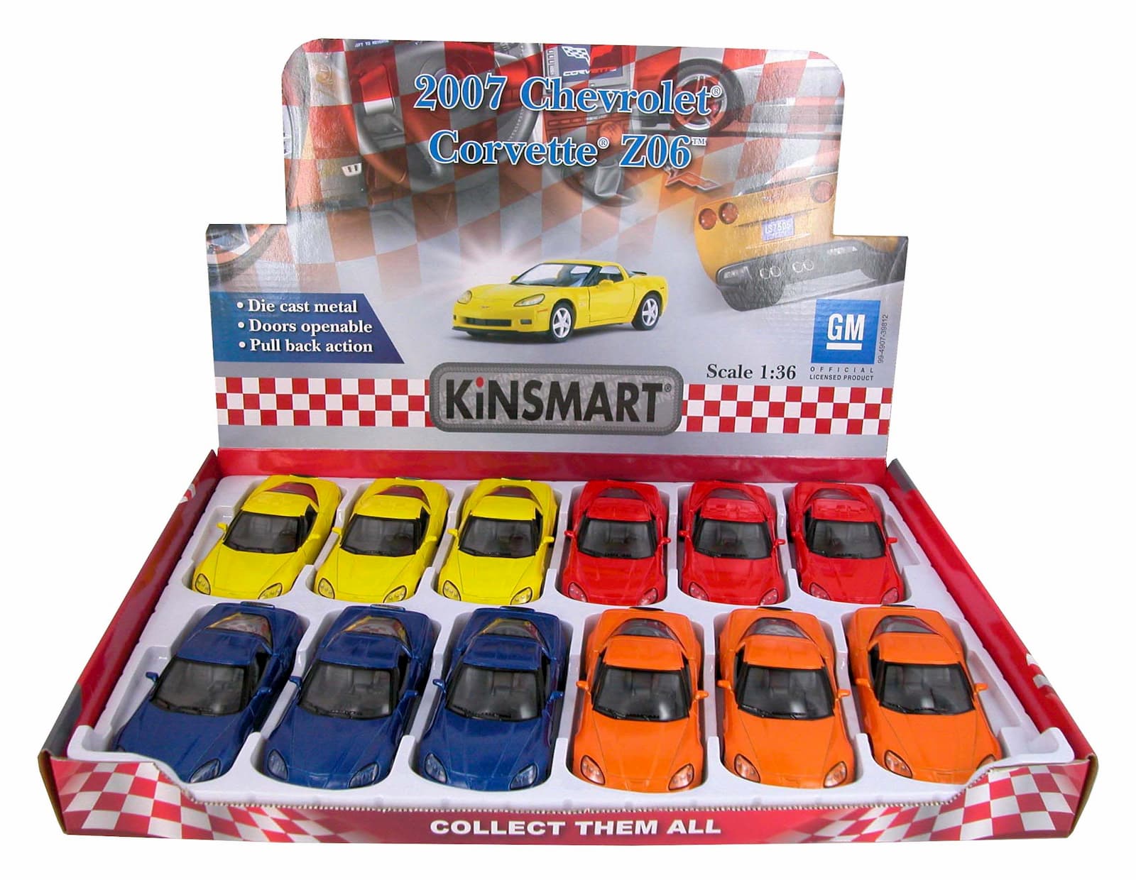 Машинка металлическая Kinsmart 1:36 «2007 Chevrolet Corvette Z06» KT5320D инерционная / Синий