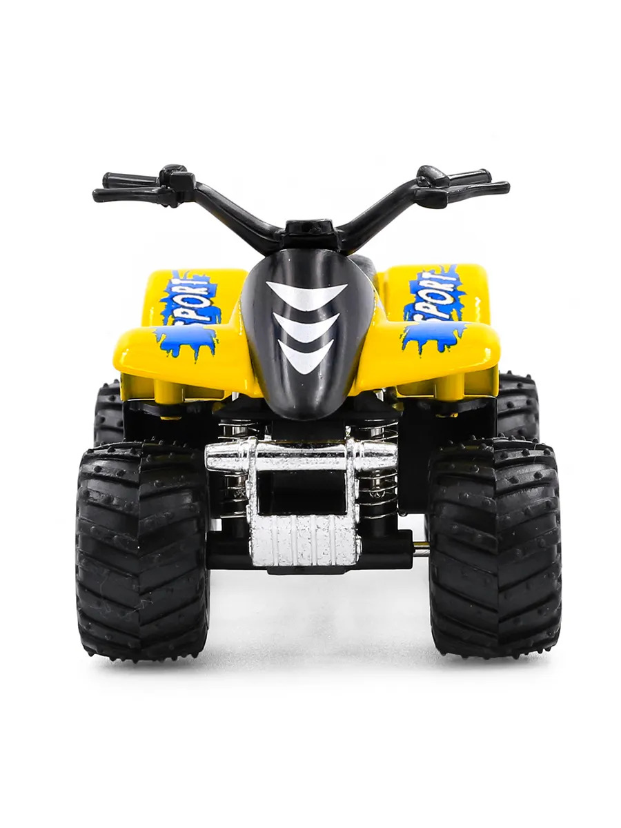Металлический квадроцикл KinsFun 1:36 «Smart ATV» KT3506D, инерционный / Желтый
