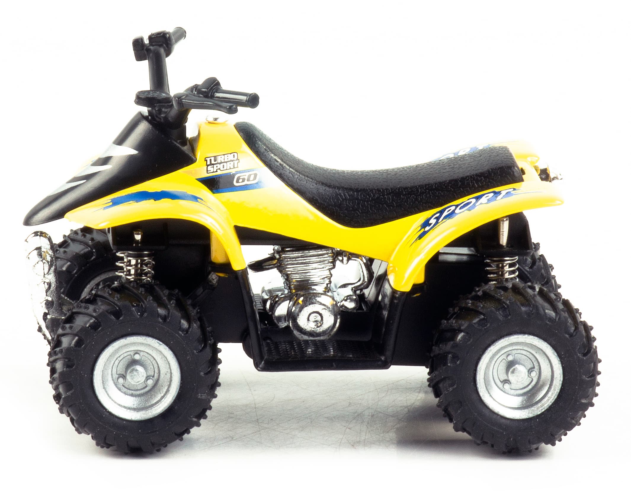 Металлический квадроцикл KinsFun 1:36 «Smart ATV» KT3506D, инерционный / Желтый