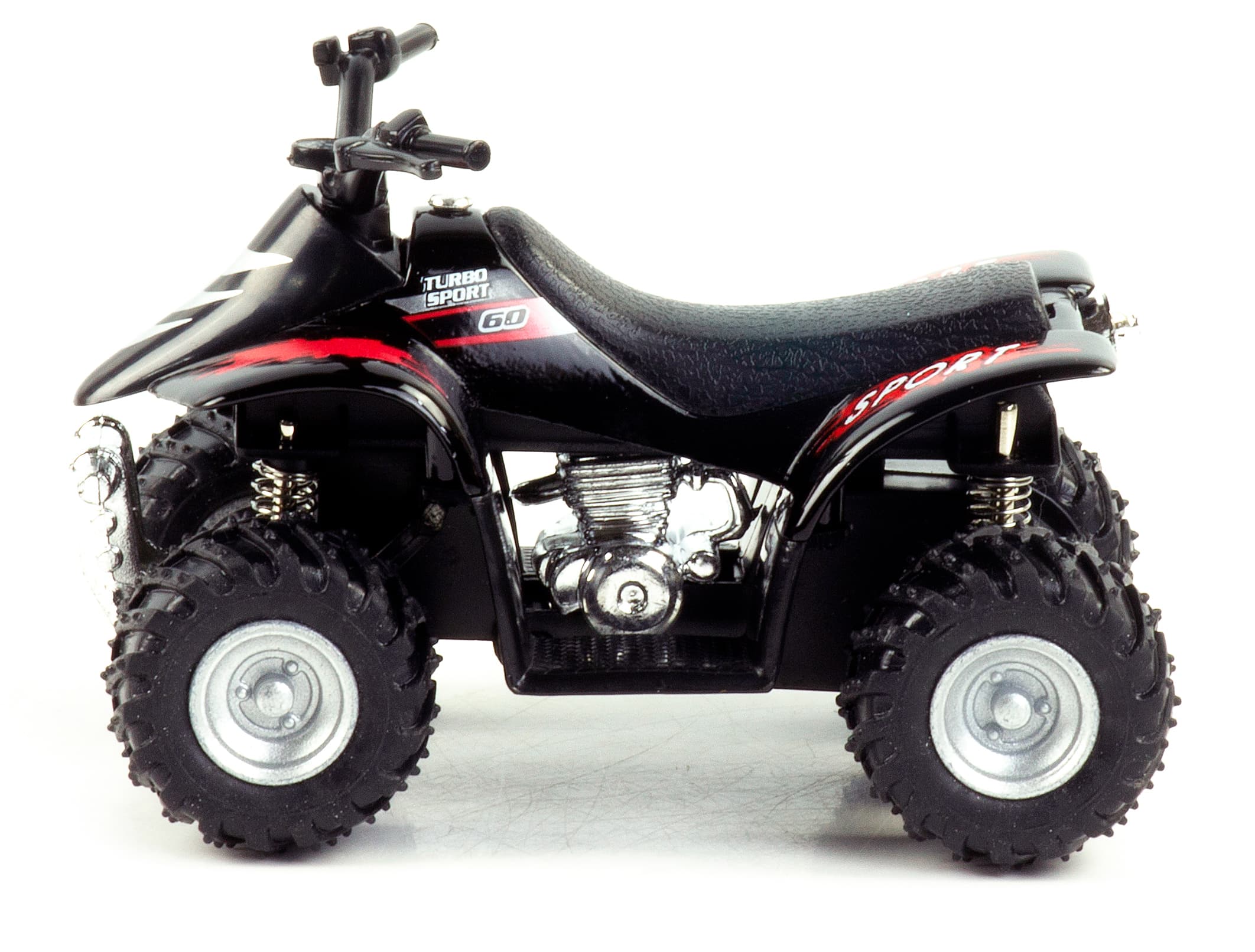 Металлический квадроцикл KinsFun 1:36 «Smart ATV» KT3506D, инерционный / Черный