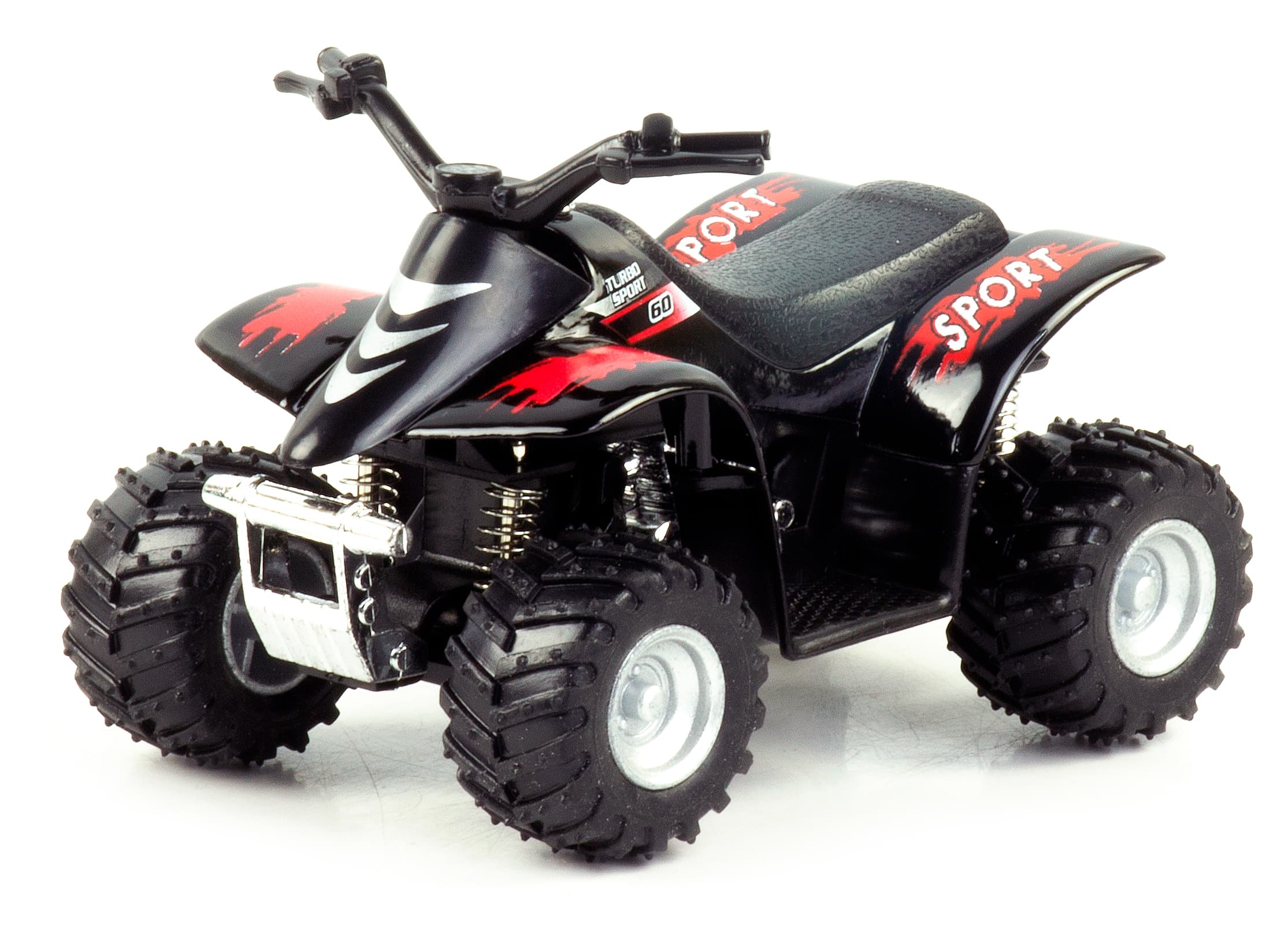 Металлический квадроцикл KinsFun 1:36 «Smart ATV» KT3506D, инерционный / Черный