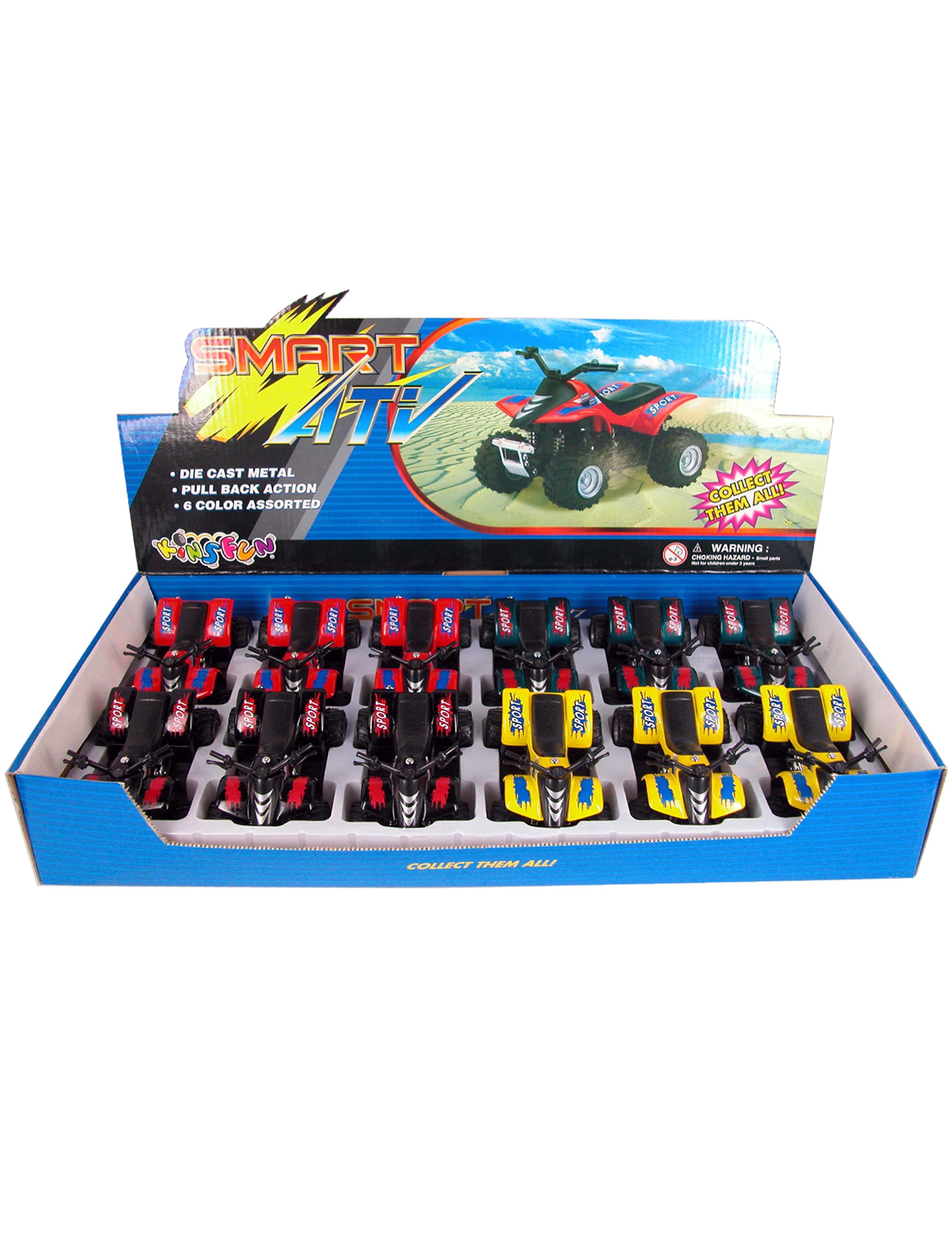 Металлический квадроцикл KinsFun 1:36 «Smart ATV» KT3506D, инерционный / Черный