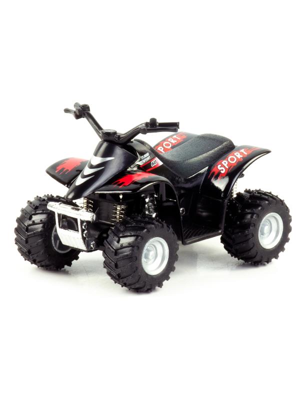 Металлический квадроцикл KinsFun 1:36 «Smart ATV» KT3506D, инерционный / Черный
