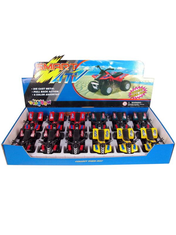 Металлический квадроцикл KinsFun 1:36 «Smart ATV» KT3506D, инерционный / Черный