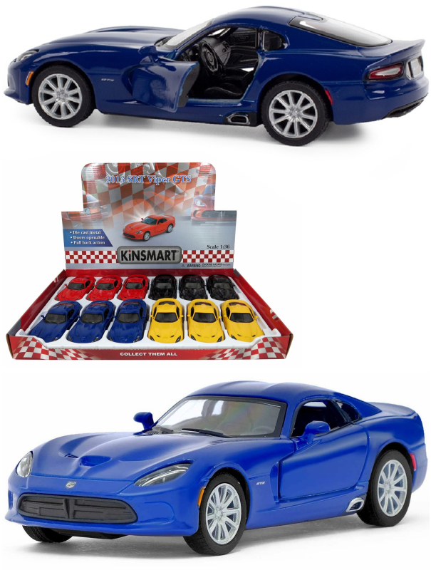 Металлическая машинка Kinsmart 1:36 «2013 Dodge SRT Viper GTS» KT5363D, инерционная / Синий