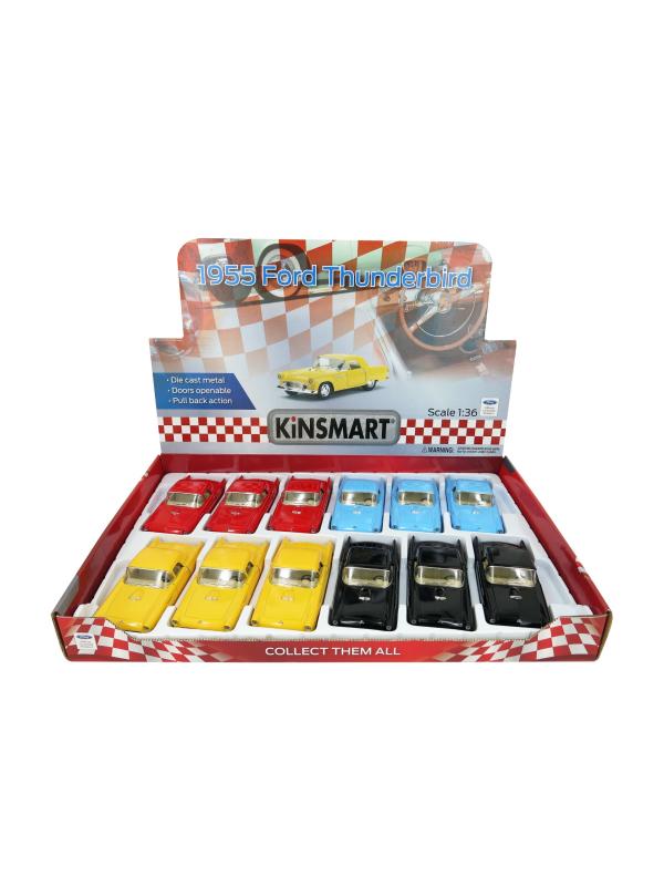 Машинка металлическая Kinsmart 1:36 «1955 Ford Thunderbird» KT5319D инерционная / Желтый