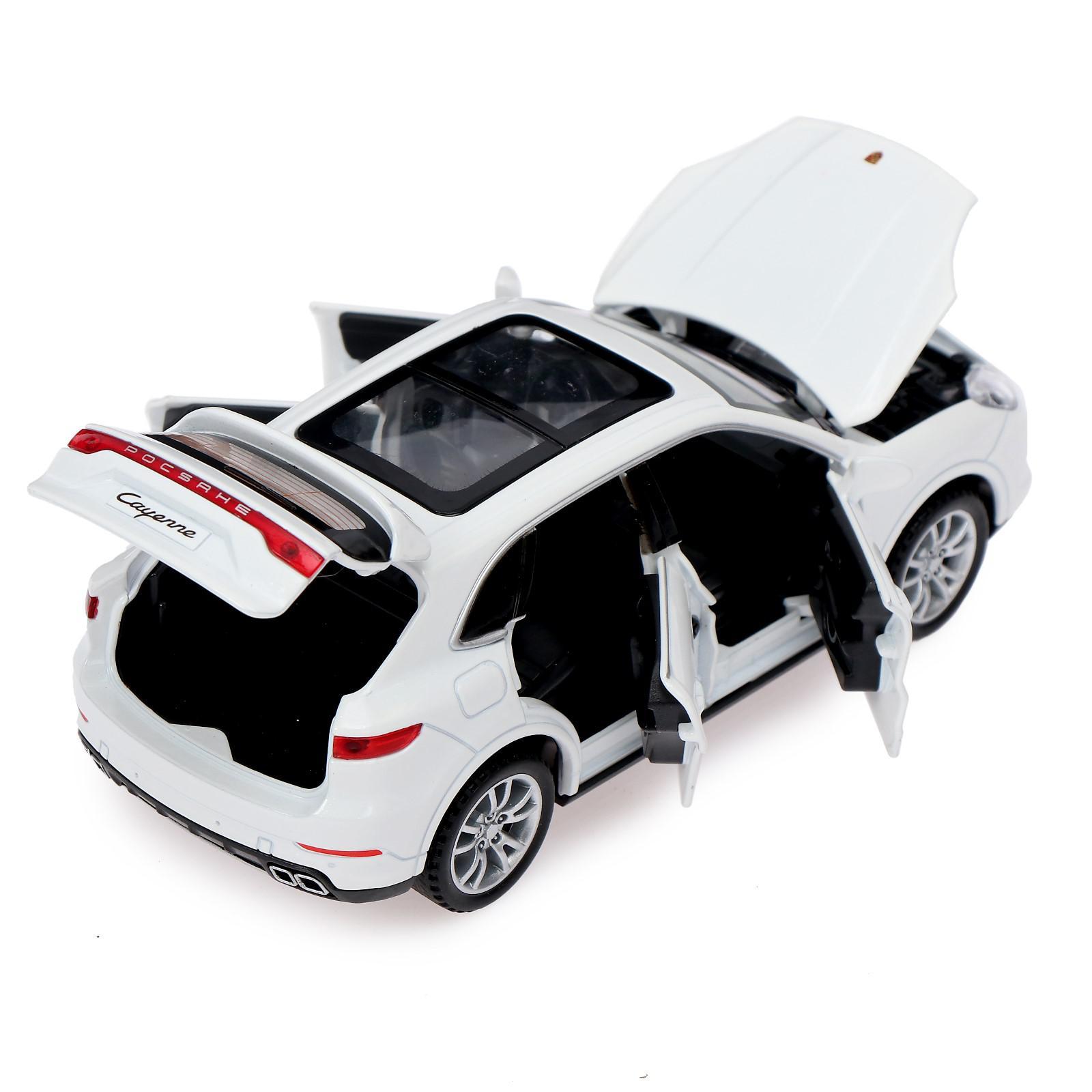 Машинка металлическая Double Horses 1:32 «Porsche Cayenne» 32491, 15,5 см., инерционная, свет, звук / Белый