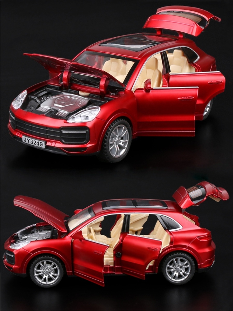 Машинка металлическая Double Horses 1:32 «Porsche Cayenne» 32491, 15,5 см., инерционная, свет, звук / Красный