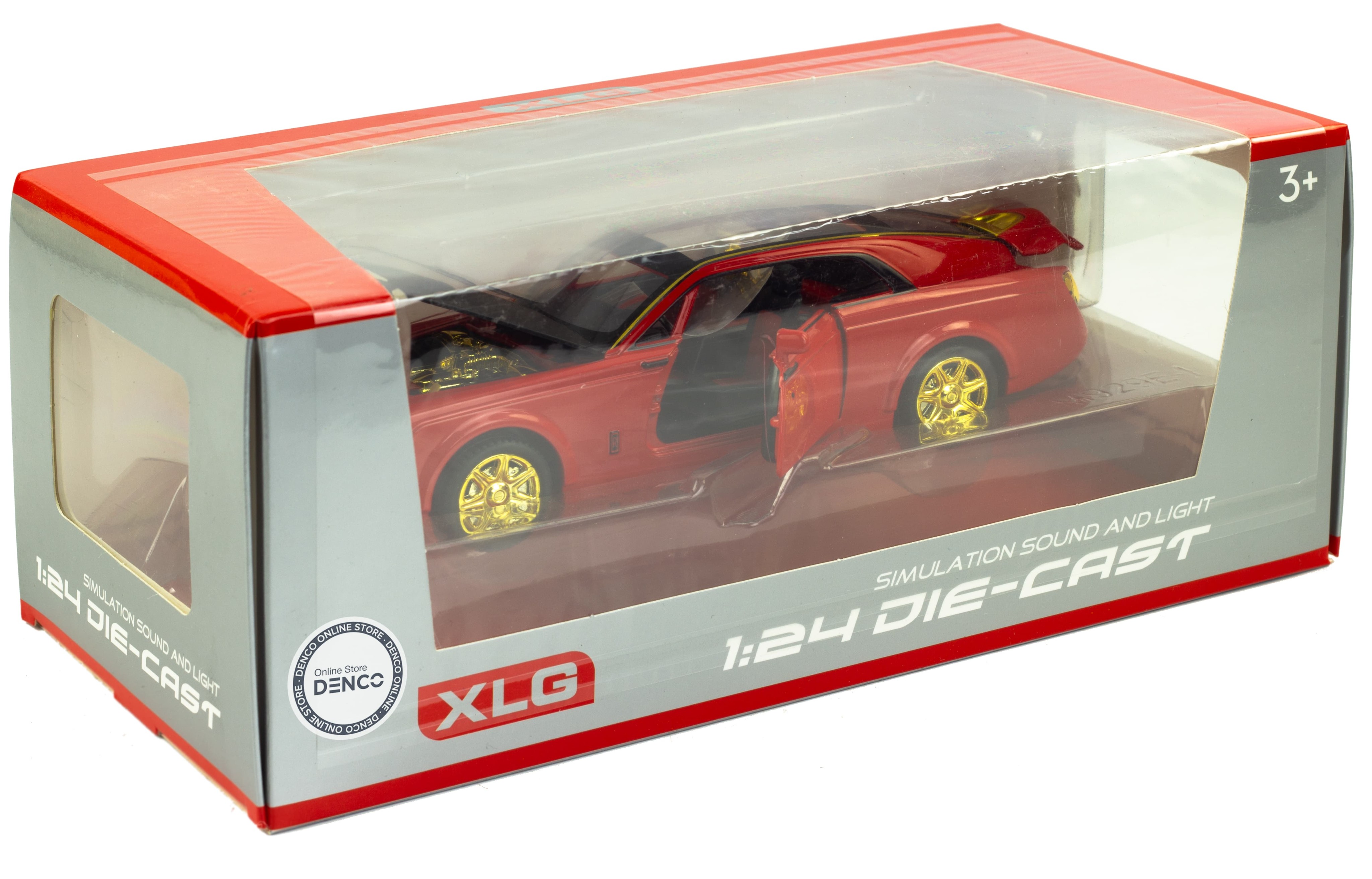 Металлическая машинка XLG 1:24 «Rolls-Royce Sweptail» 20 см. M929E-1, инерционная, свет, звук в коробке / Красный