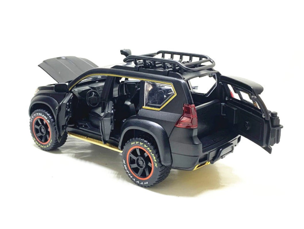 Металлическая машинка 1:24 «Toyota Land Cruiser Prado» 22 см. А53522-25А инерционная, свет, звук / Черный