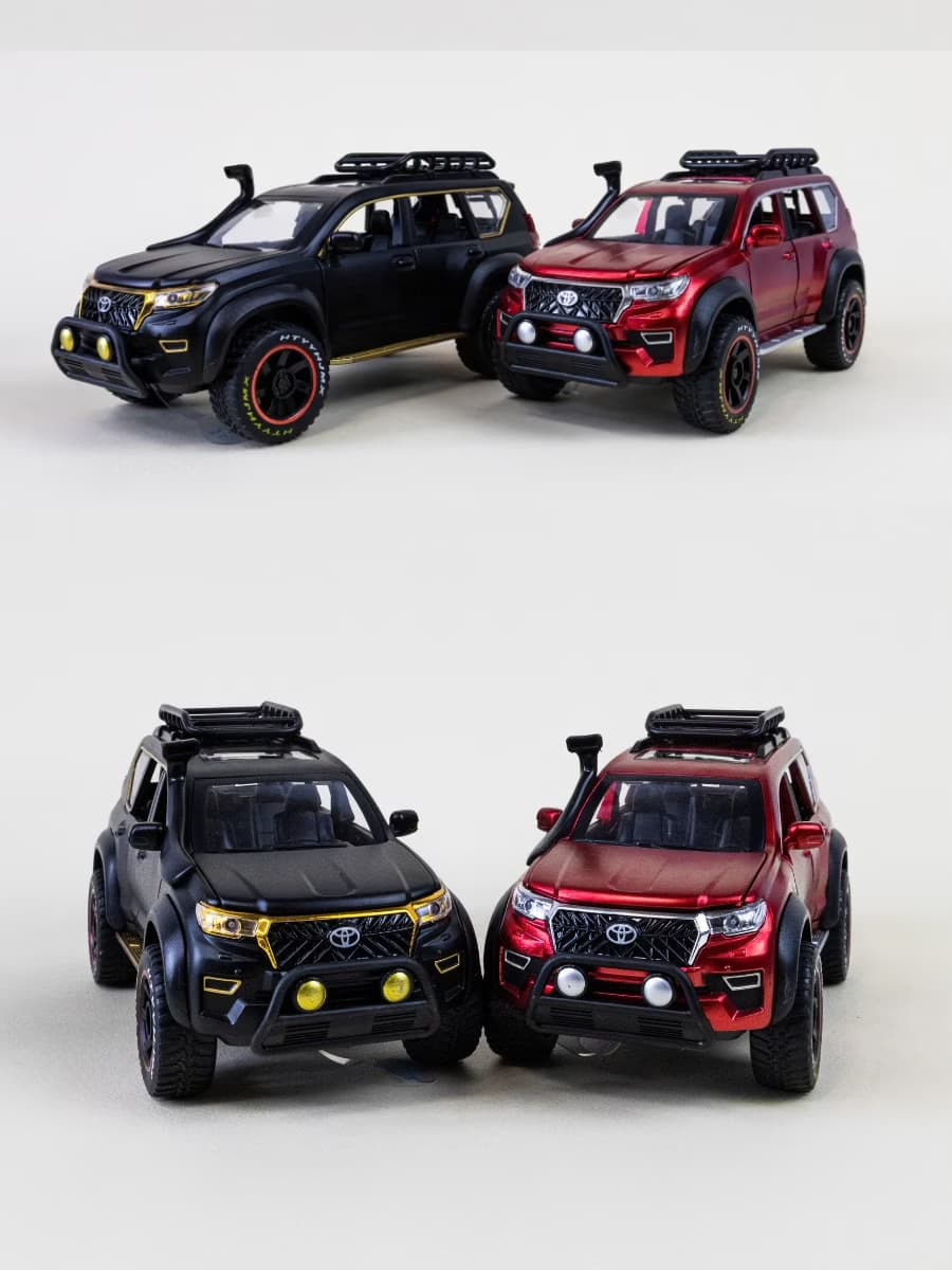 Металлическая машинка 1:24 «Toyota Land Cruiser Prado» 22 см. А53522-25А инерционная, свет, звук / Черный