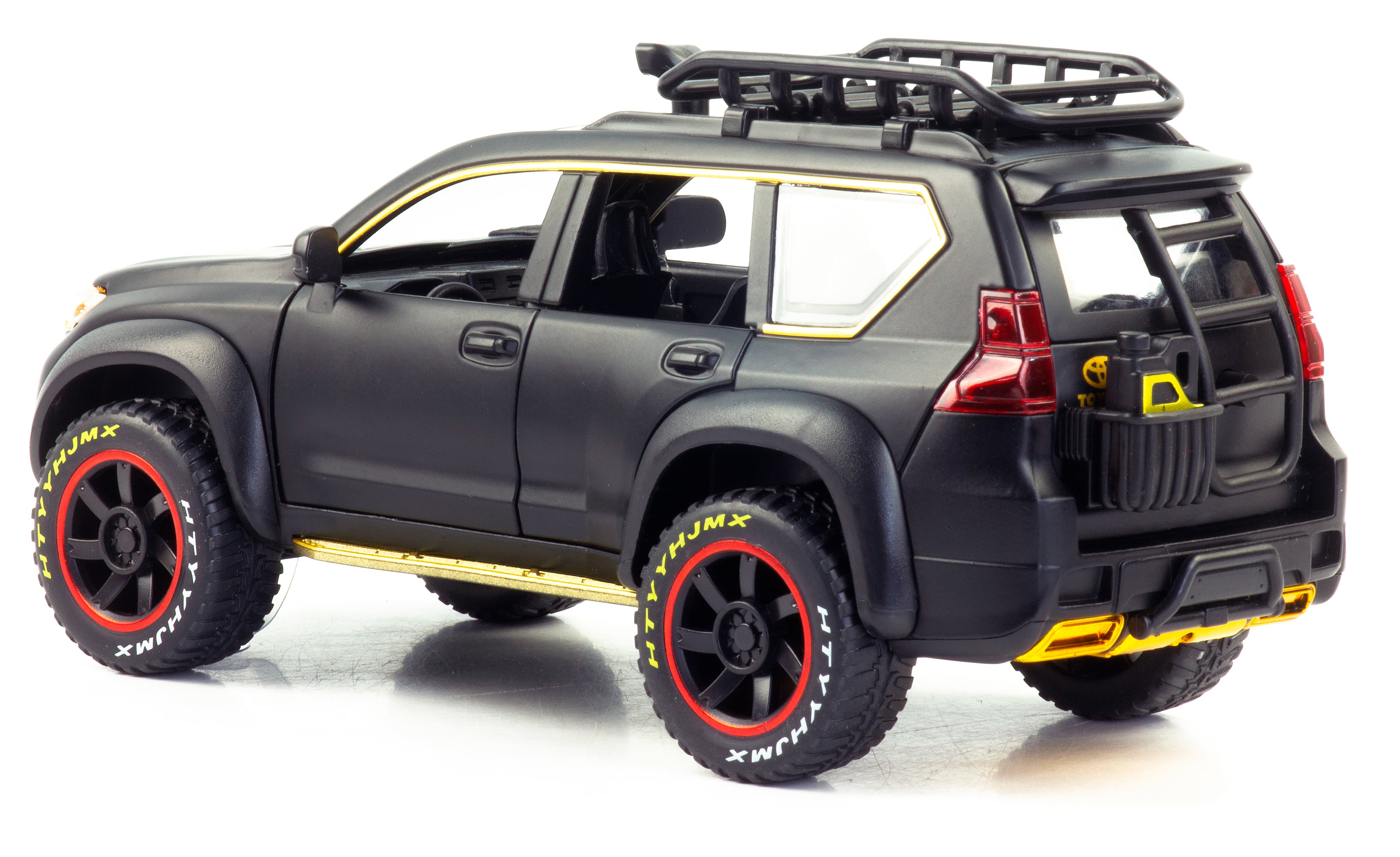 Металлическая машинка 1:24 «Toyota Land Cruiser Prado» 22 см. А53522-25А инерционная, свет, звук / Черный