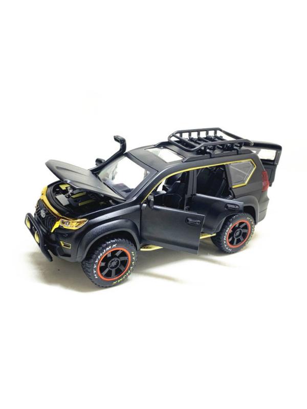 Металлическая машинка 1:24 «Toyota Land Cruiser Prado» 22 см. А53522-25А инерционная, свет, звук / Черный