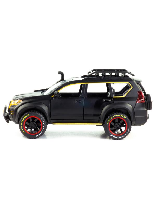 Металлическая машинка 1:24 «Toyota Land Cruiser Prado» 22 см. А53522-25А инерционная, свет, звук / Черный