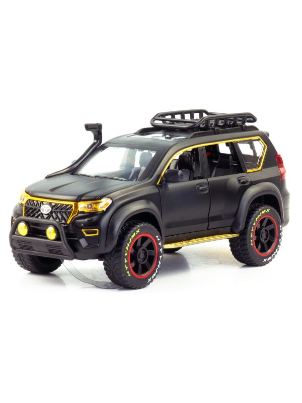 Металлическая машинка 1:24 «Toyota Land Cruiser Prado» 22 см. А53522-25А инерционная, свет, звук / Черный