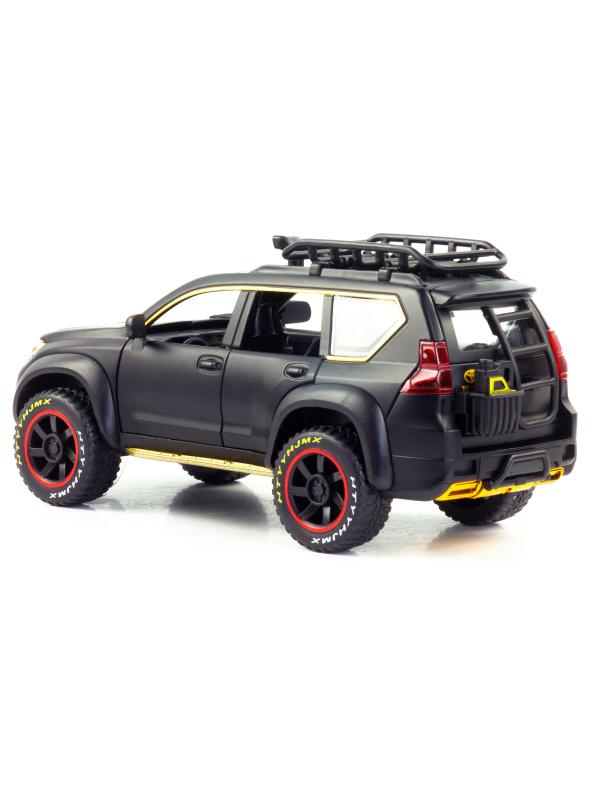 Металлическая машинка 1:24 «Toyota Land Cruiser Prado» 22 см. А53522-25А инерционная, свет, звук / Черный