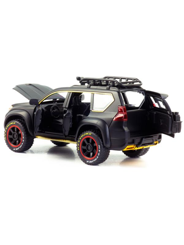 Металлическая машинка 1:24 «Toyota Land Cruiser Prado» 22 см. А53522-25А инерционная, свет, звук / Черный