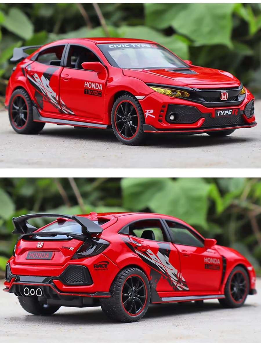 Металлическая машинка Jiaye Model 1:32 «Honda Civic Type R» 32571, 15 см., звук, свет, инерционная / Микс