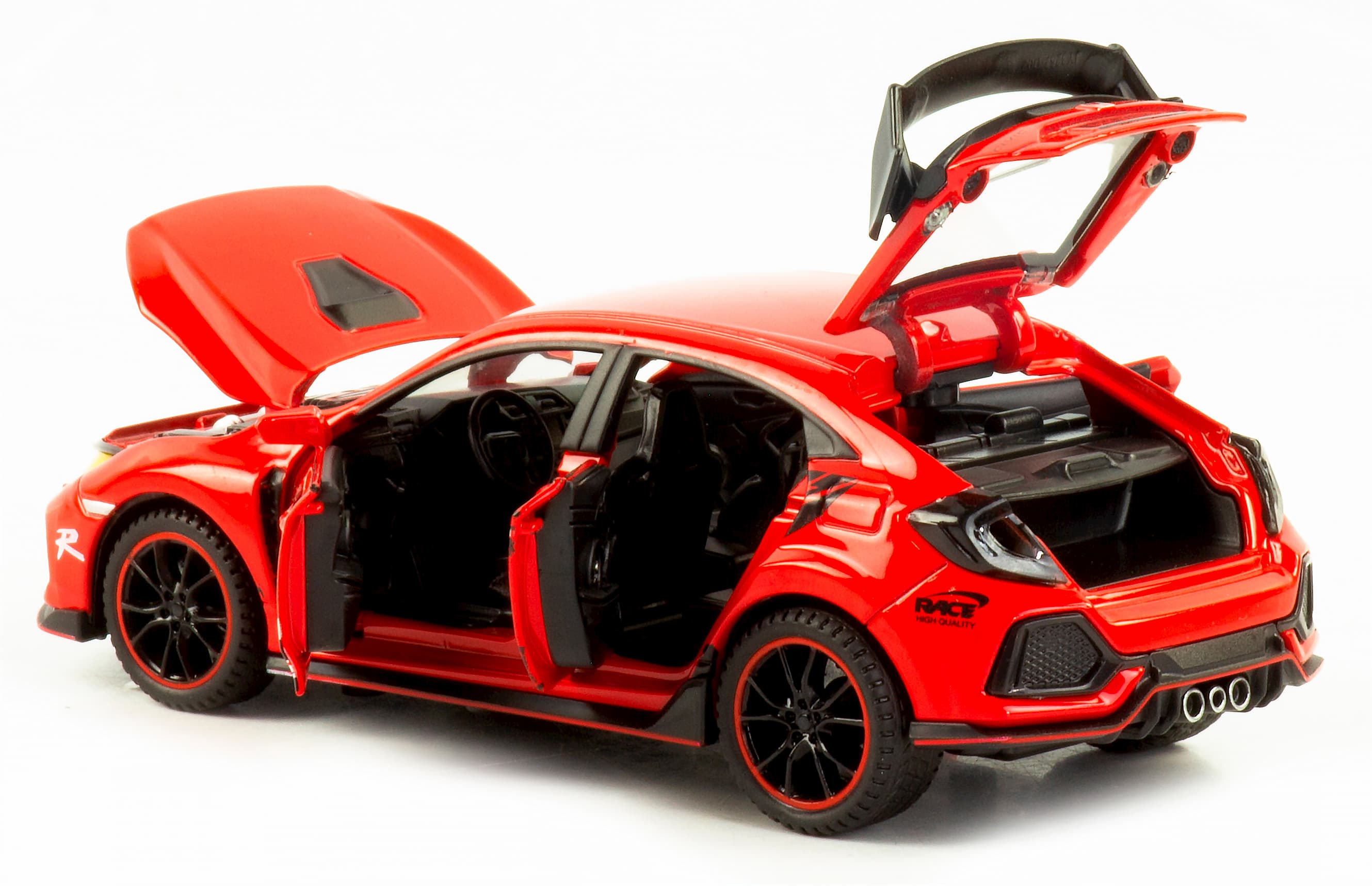 Металлическая машинка Jiaye Model 1:32 «Honda Civic Type R» 32571, 15 см., звук, свет, инерционная / Микс