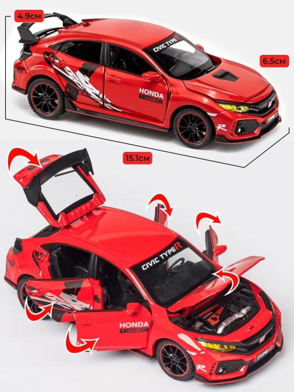 Металлическая машинка Jiaye Model 1:32 «Honda Civic Type R» 32571, 15 см., звук, свет, инерционная / Микс