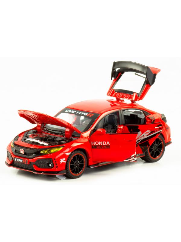 Металлическая машинка Jiaye Model 1:32 «Honda Civic Type R» 32571, 15 см., звук, свет, инерционная / Микс