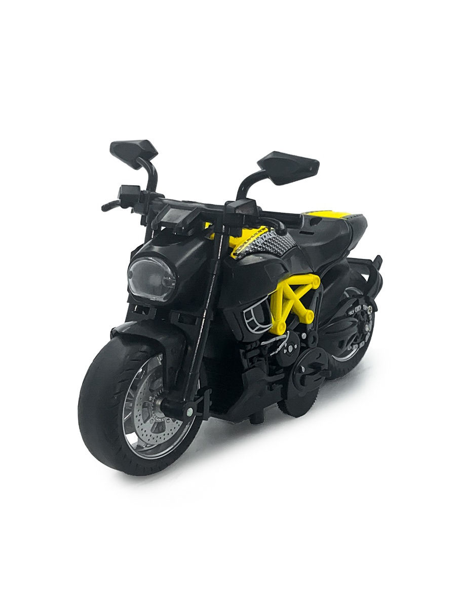 Металлический мотоцикл Ming Ying 66 1:14 MY66-M2216 Classic Moto инерционный, свет, звук / Черно-желтый