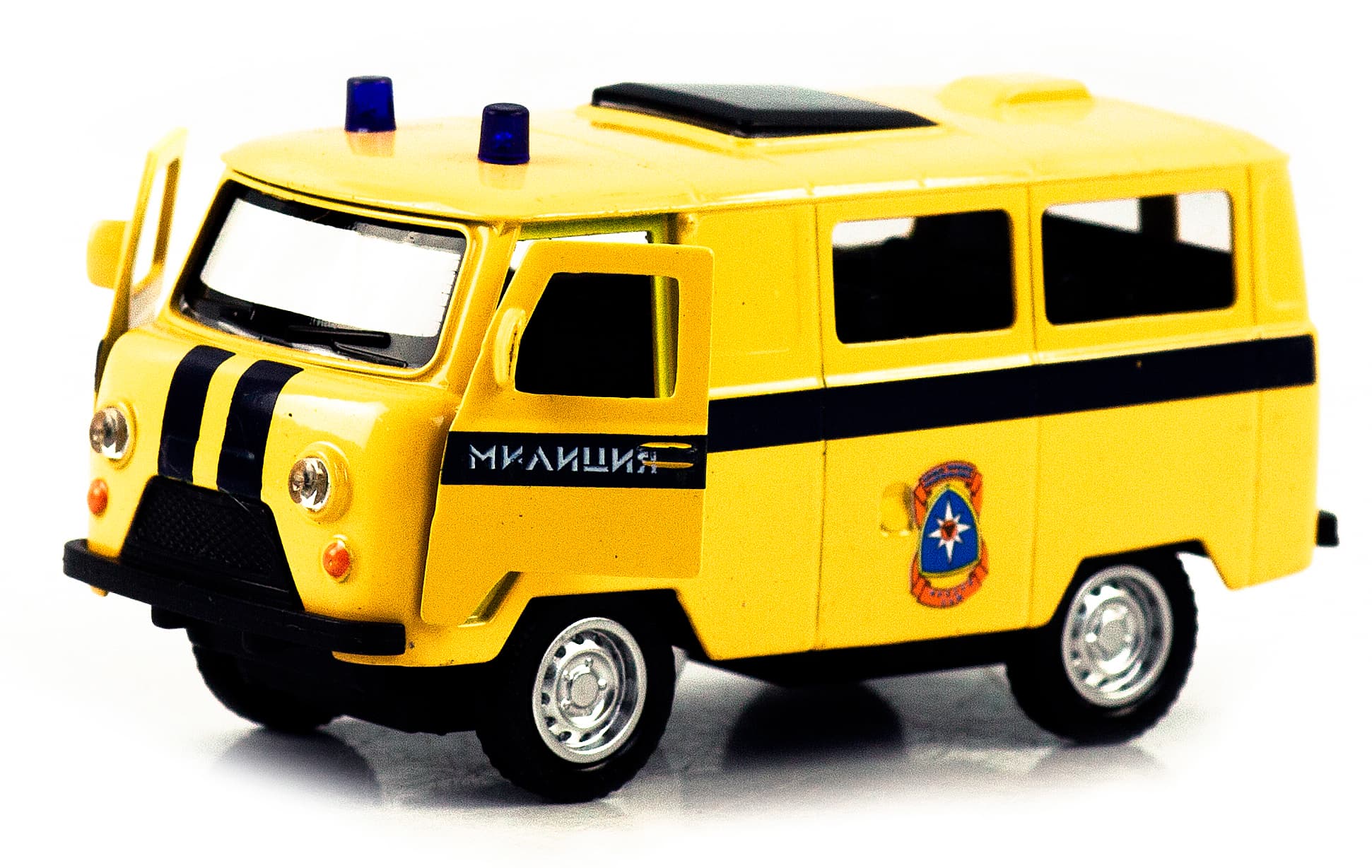 Металлическая машинка 1:32 «Микроавтобус УАЗ Буханка 39625: Служебный» 12 см. 189P-12D, инерционная, свет, звук / Микс