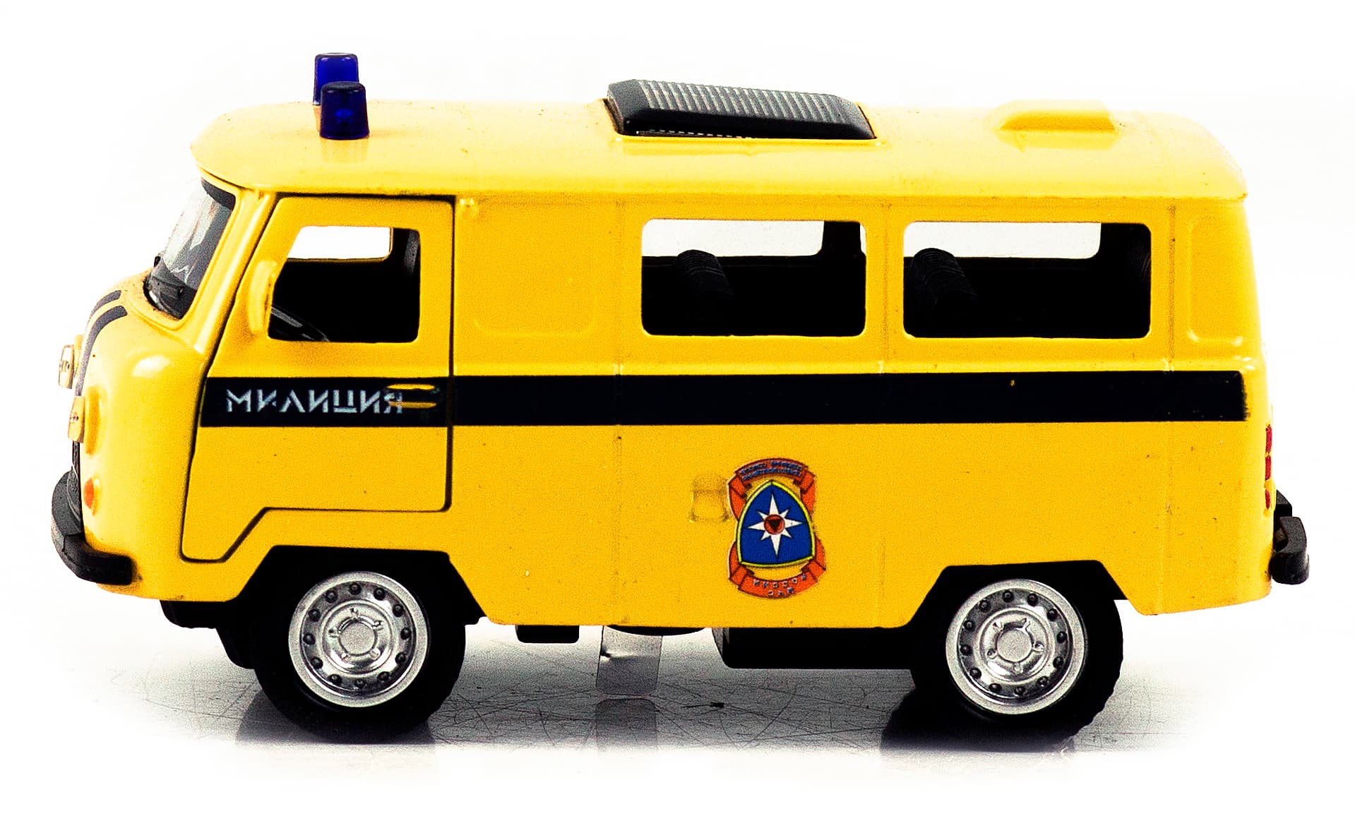 Металлическая машинка 1:32 «Микроавтобус УАЗ Буханка 39625: Служебный» 12 см. 189P-12D, инерционная, свет, звук / Микс
