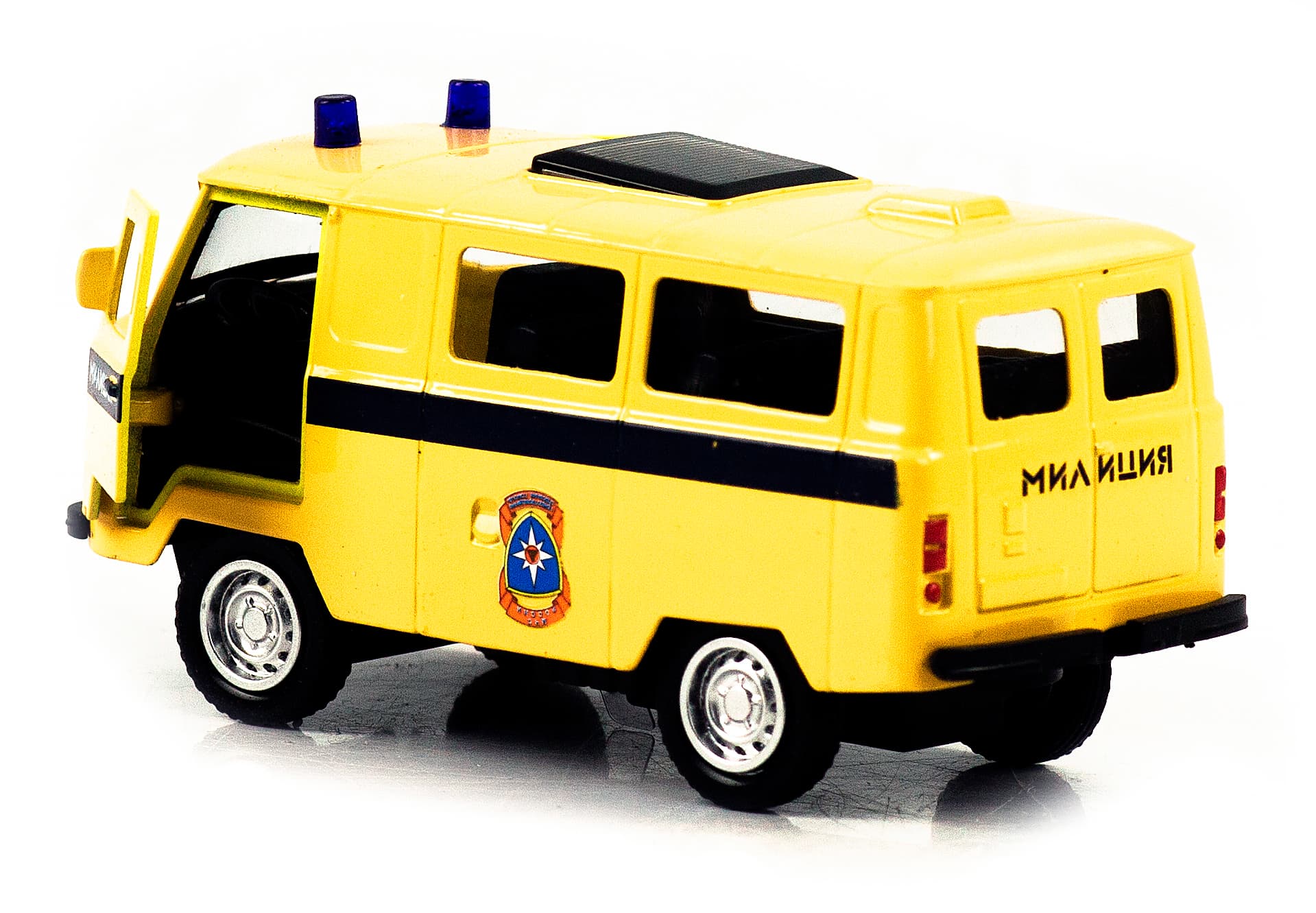 Металлическая машинка 1:32 «Микроавтобус УАЗ Буханка 39625: Служебный» 12 см. 189P-12D, инерционная, свет, звук / Микс